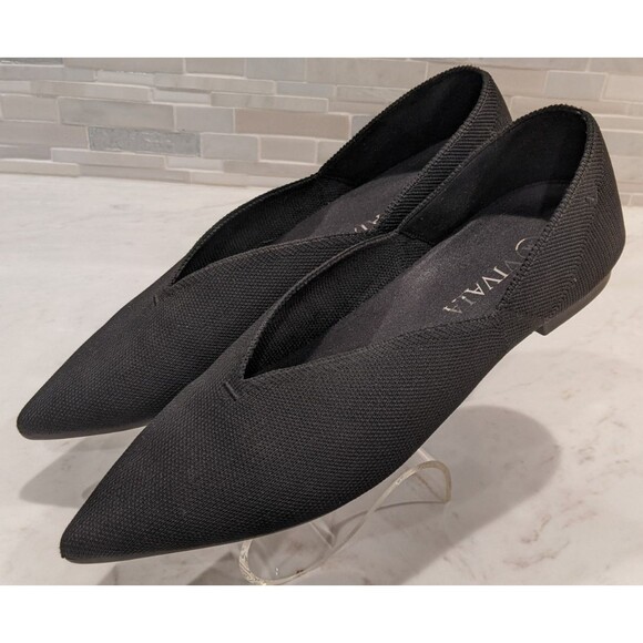 VIVAIA Pointed-Toe V-Cut Flats in Deep Black Size 41 or 9.5-10 - Picture 4 of 14
